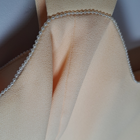 Pale Yellow Top Featuring Pearl Neckline Large - Picture 2 of 4
